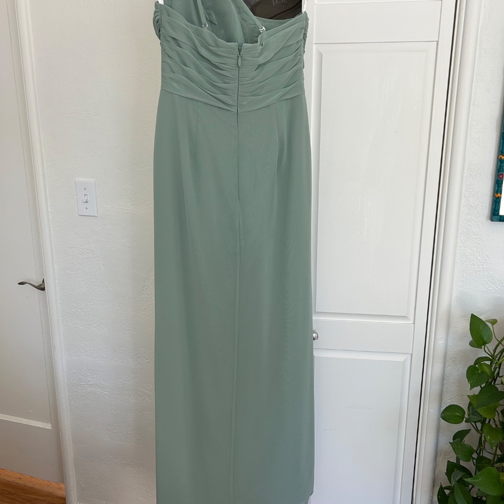 Azazie Eren size A6 matcha green chiffon dress - Picture 3 of 5